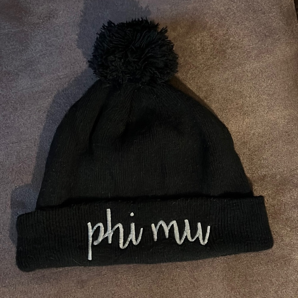 Phi Mu Pom Pom Winter Beanie Hat